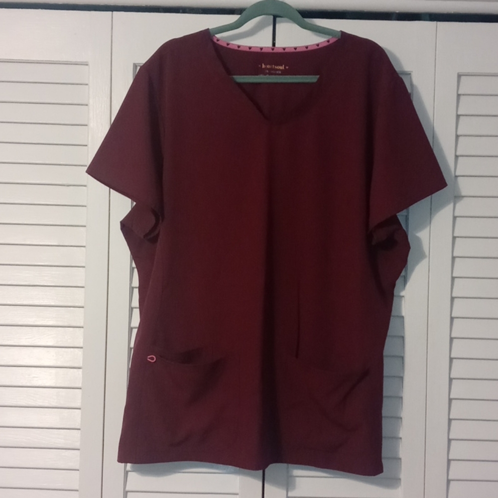 ❤ TWO Heartsoul Size 3x Wine Red Scrub Tops